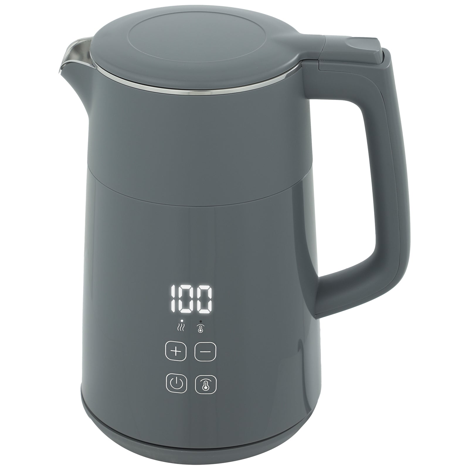 1.7l Fast Boil 3000w Electric Kettle With Led Display | Grey