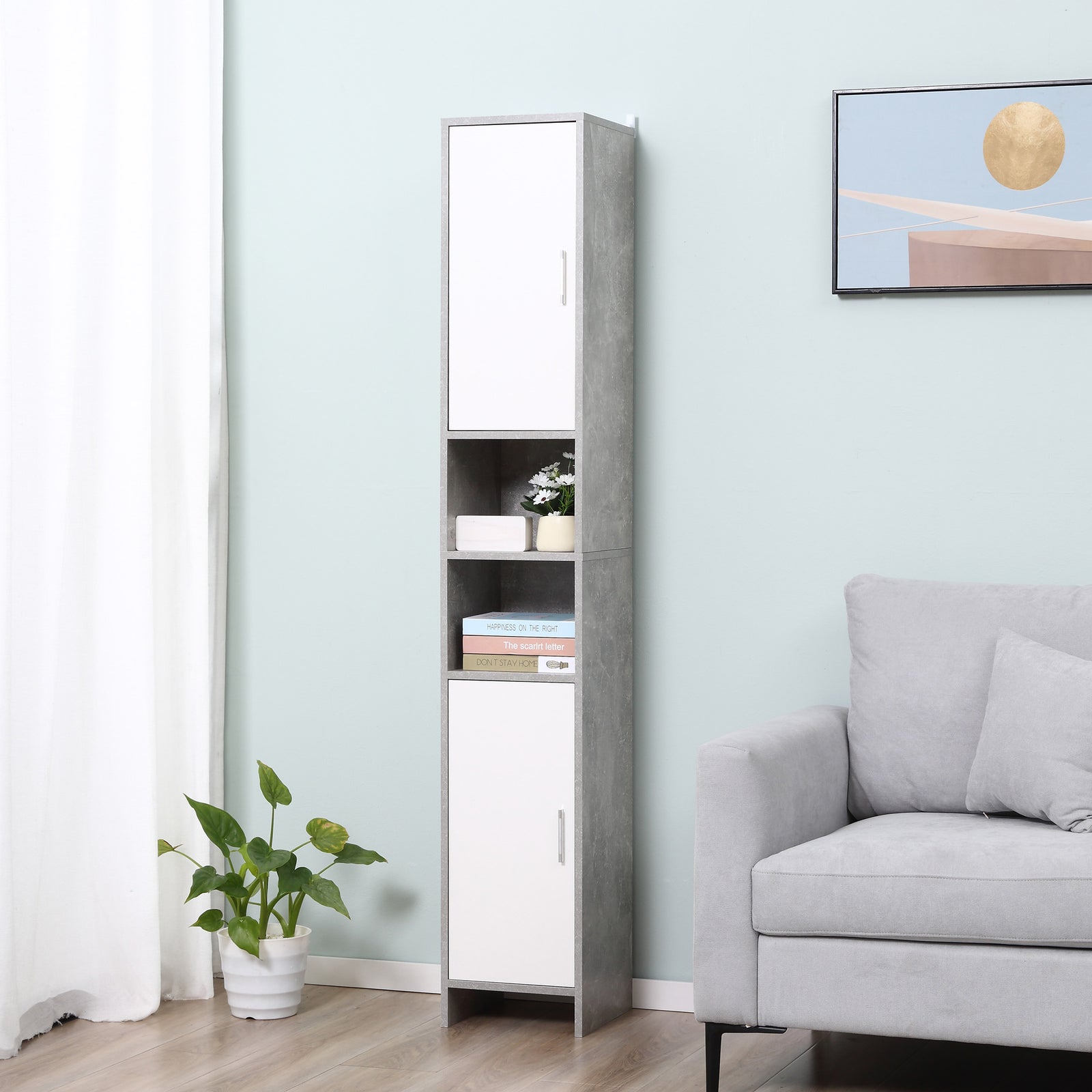 Bathroom Cabinet Cupboard Shelving Storage Unit W/ Doors