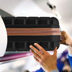 Set Of 3 Hard Shell Suitcase Cabin & Check In Cases With Tsa Lock - Overhead Cabin With Medium & Large Check-in Bag | Set of 3 | Black & Brown