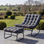 Solace Outdoor Rocking Chair And Stool | One Size | Dark Grey