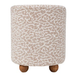 Breeins Chenille Upholstered Footstool With Round Wooden Legs