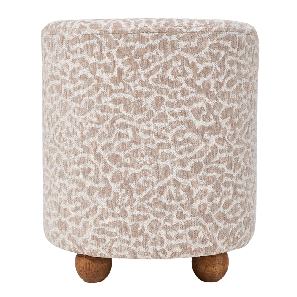 Breeins Chenille Upholstered Footstool With Round Wooden Legs
