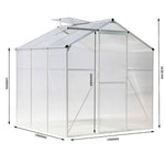 Polycarbonate Greenhouse– Aluminum Frame Walk-in Greenhouse With Sliding Door & Ventilation Window For Plants & Flowers, White, 6 x 6ft