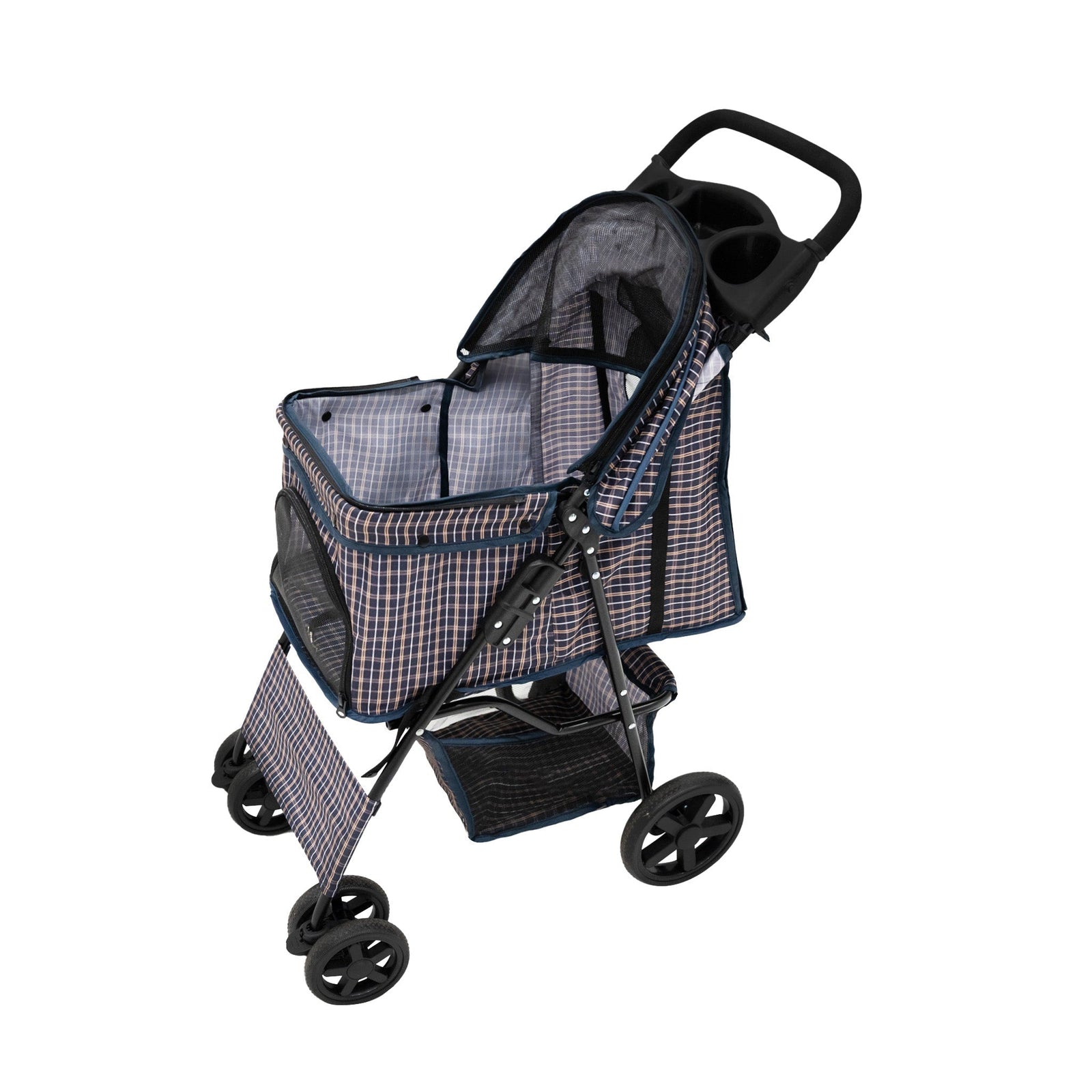 Pet Stroller With Rain Cover | Tartan