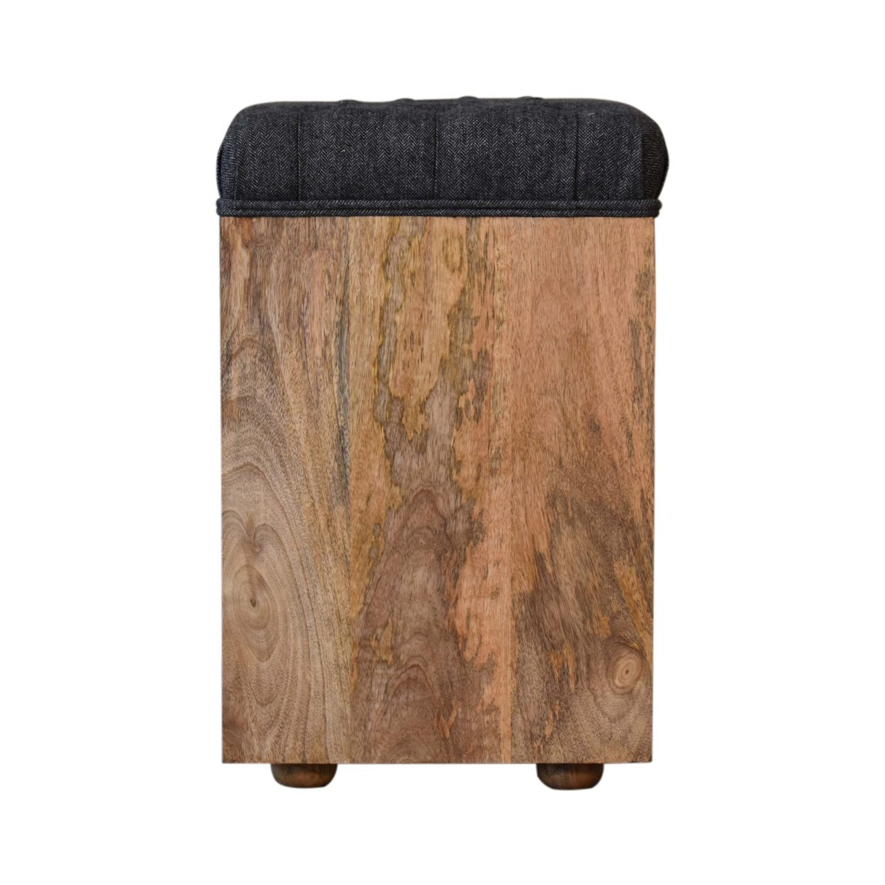 Solid Mango Wood Mini Black Shoe Storage Footstool