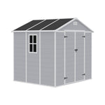 8x6ft Outdoor Plastic Tool Shed With Apex Roof & Floor, Double Doors, Ventilation & Window, Lockable Backyard Storage House