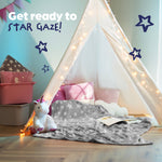 Wicked Gizmos Grey Glow In The Dark Blanket Plush Star Print Machine Washable
