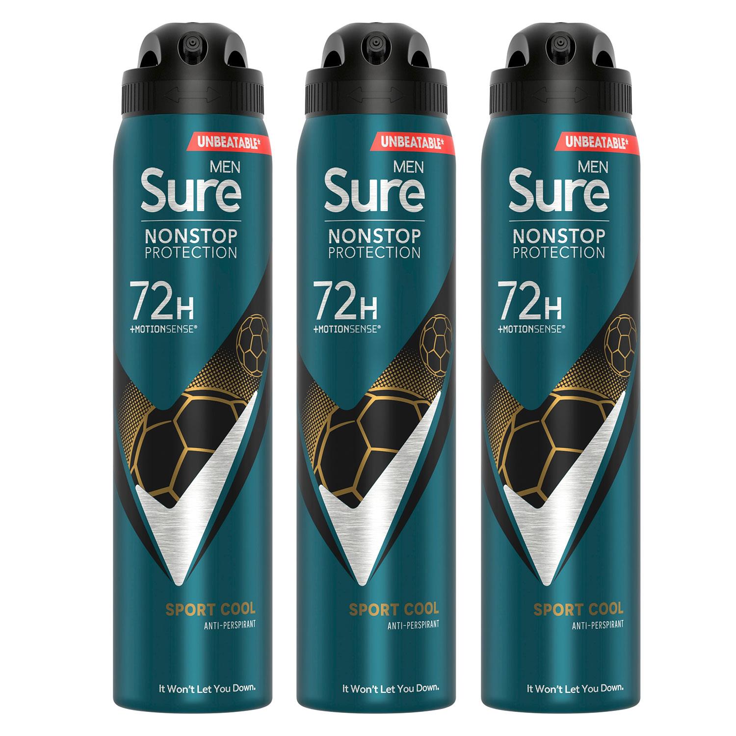 Men Anti-perspirant 72h Nonstop Protection Sport Cool Deodorant, 3pk, 250ml | 3