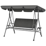 Outsunny Rattan Swing Seat, Steel Frame, Grey