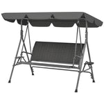 Rattan Swing Seat, Steel Frame, Grey