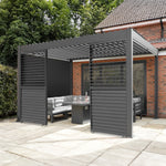 Aluminium Pergola With Anthracite Blinds, 2 X Side Panels & Led Lights | 3m x 4m | Anthracite