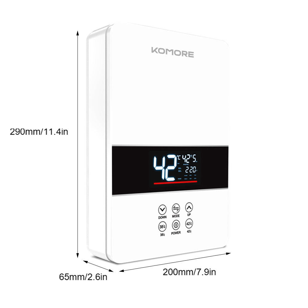 6kw Instant Electric Water Heater – Compact, Safe, Touch-controlled With Shower Kit | White
