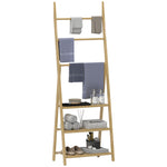 3-tier Folding Bamboo Bathroom Storage Shelving Towel Bars