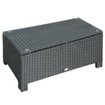 Garden Rattan Side Table,wicker Coffee Desk, Glass Top | Black
