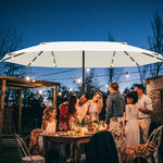 4.4m Double-sided Patio Parasol W/ Led Solar Lights | Cream