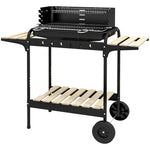 Outsunny Charcoal Barbecue Bbq Grill Trolley W/ 5-level Ash Catcher