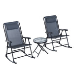 3 Piece Outdoor Rocking Set, 2 Chairs & Table