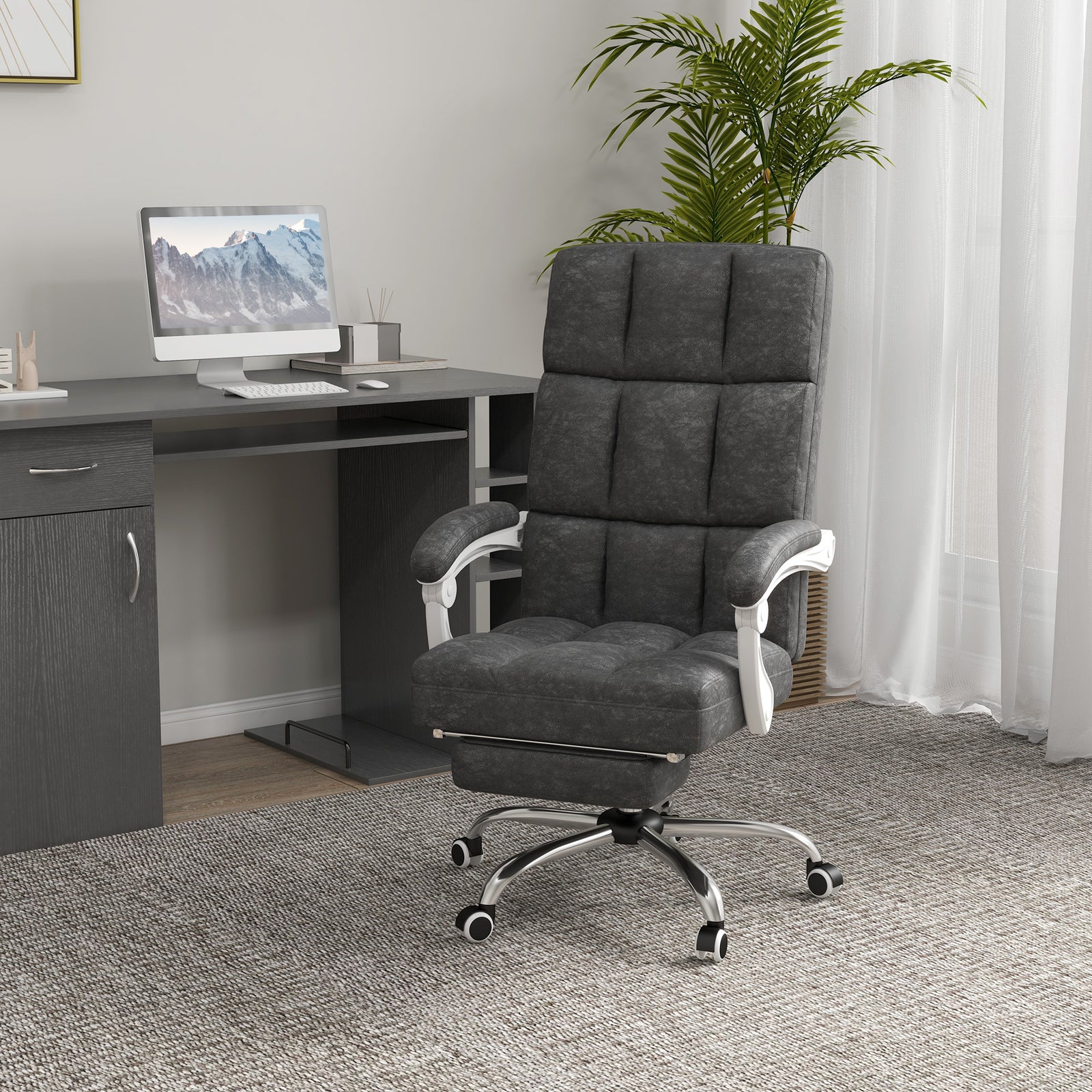 Massage Office Chair Desk Heat | Charcoal Gray