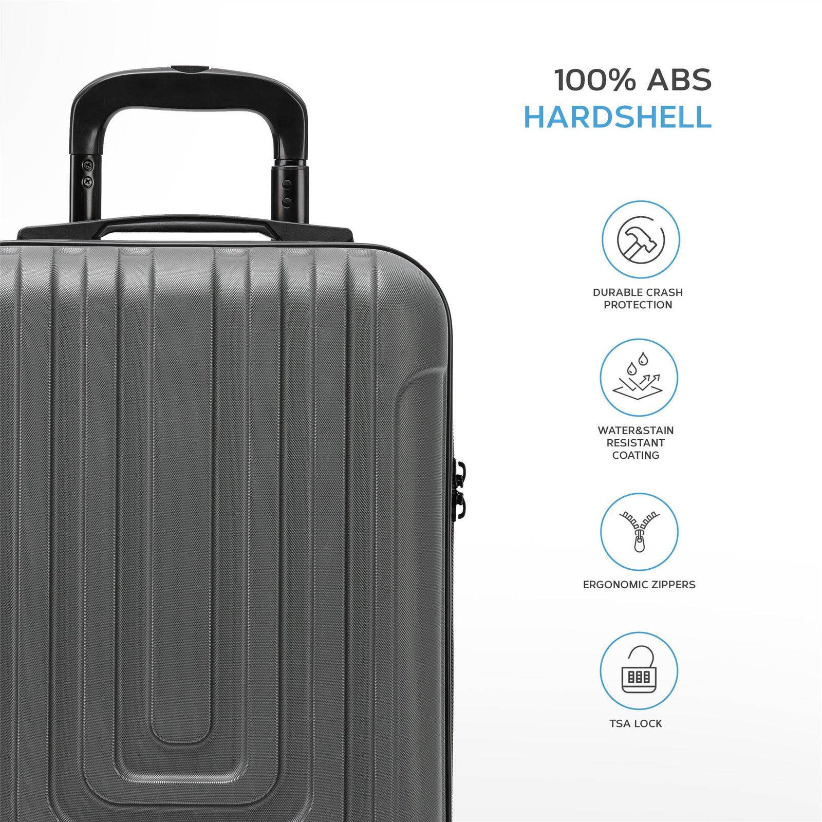 55x35x20cm Cabin Carry Bag Hard Shell Suitcase 100+ Airline Approved | Cabin | Anthracite