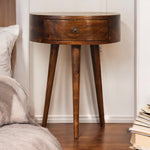 Solid Wood Chestnut Semi Circle Bedside