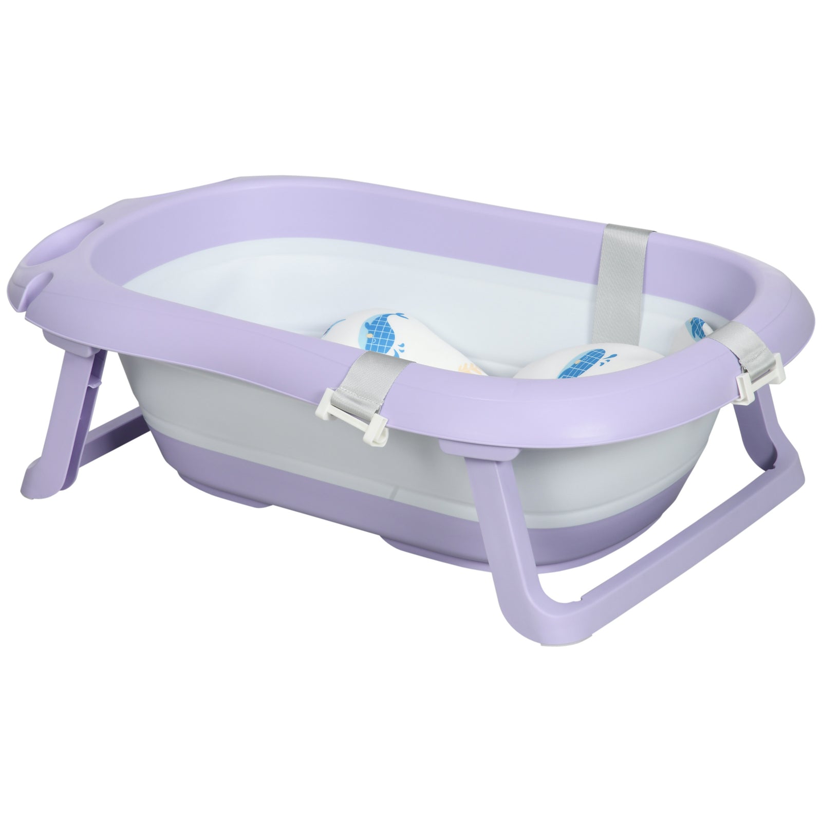 Foldable Baby Bathtub W/ Non-slip Support Legs, Cushion Pad | Purple