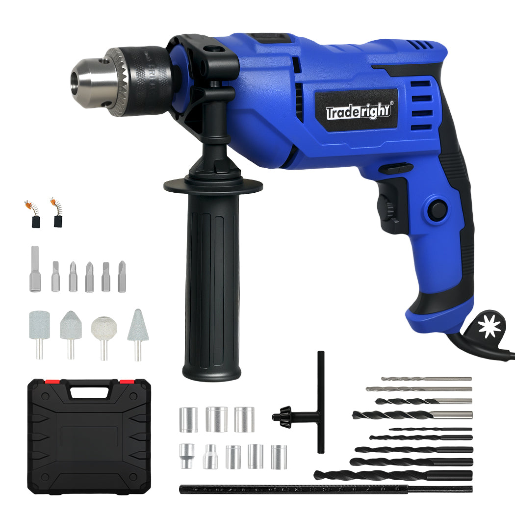 Electric Hammer Drill 13mm Chuck Powerful Variable Speed Corded Diy | Blue
