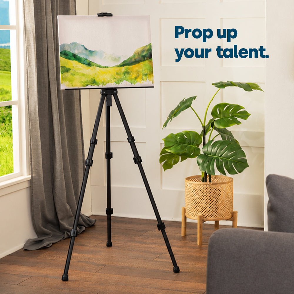 Telescopic Artist Easel Adjustable Painting Tripod With Carry Bag Black