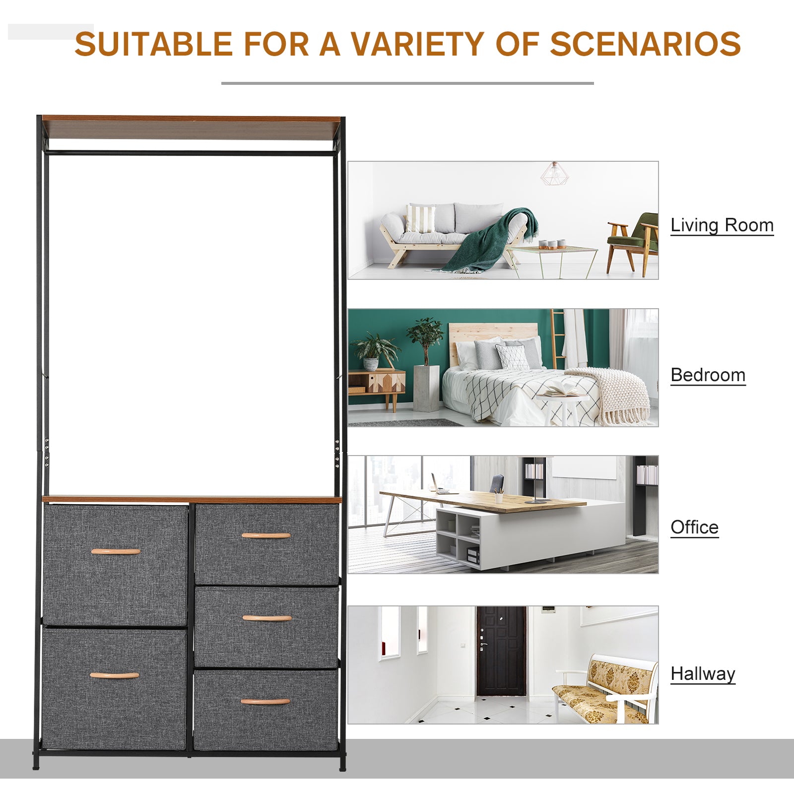 Storage Coat Rack Hallway Bedroom Organiser Shelves Hanger