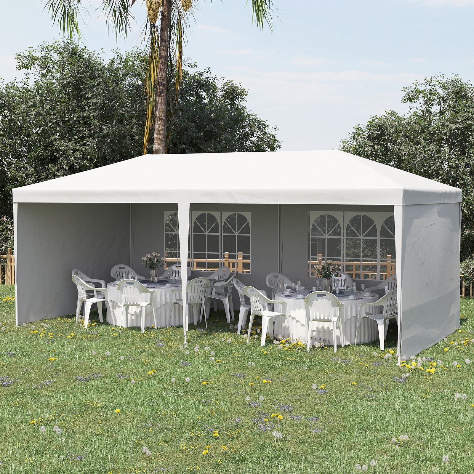 6m X 3m Garden Gazebo Marquee Canopy Party Tent Canopy Patio | White