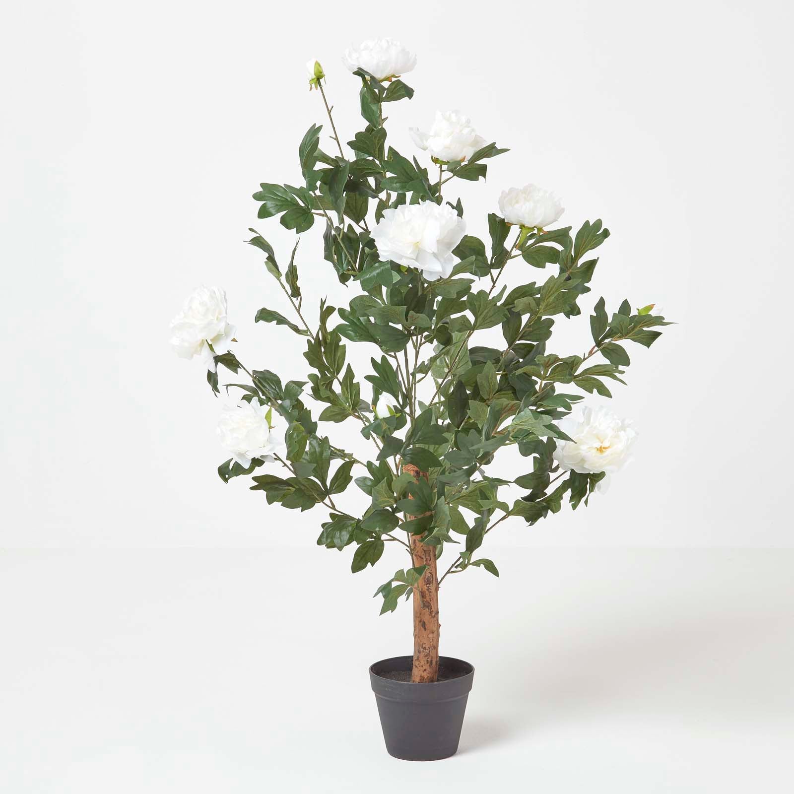 Artificial Peony Tree In Black Pot, 100 Cm Tall | 100cm | Beige