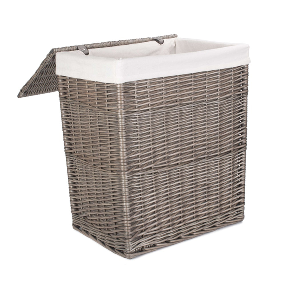 Wicker Antique Wash Slim Cotton Lined Laundry Basket