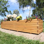 Pine Wooden Trough Planter With Feet | 200cm x 42cm x 38cm | Brown