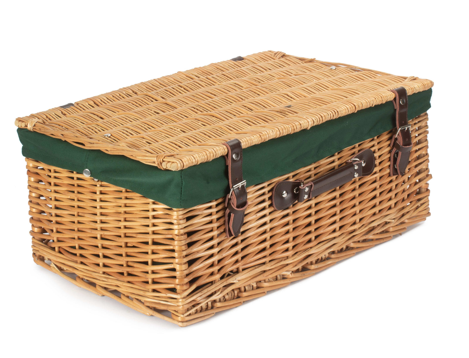 Wicker 55cm Buff Empty Picnic Basket Unlined | Green