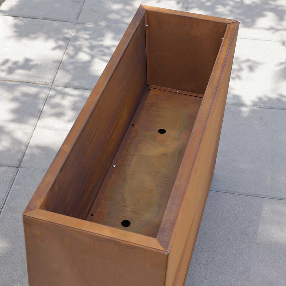 Long Corten Steel Long Tall Trough Metal Planter - Pre Rusted | 90cm x 30cm x 60cm | Brown