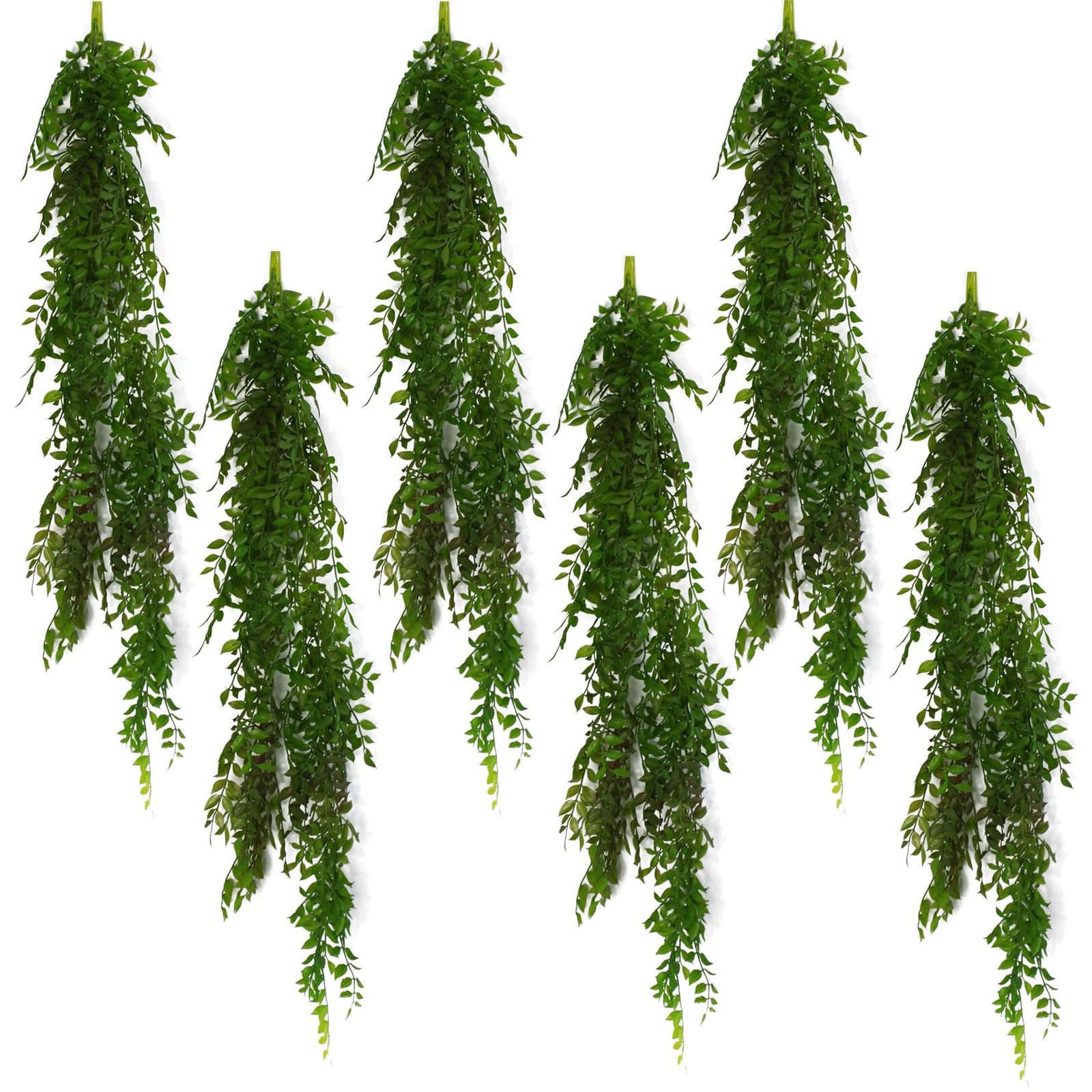 6 X 100cm Artificial Hanging String Of Pearls Fern Plant Dark Green