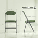 Folding Chairs Set Of 4 With Cushioned Seat, Steel Frame | Green
