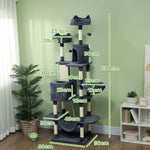 206cm Cat Tree With Scratching Posts, Beds, Condos, Toys, Dark Grey