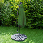 3m Led Cantilever Parasol With Fan Base | Green