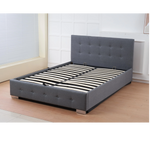 The Oslo Grey Linen Tufted Ottoman Bed Frame | Double | Grey