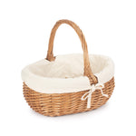 White Cotton Lined Deluxe Wicker Shopping Basket | Small | White