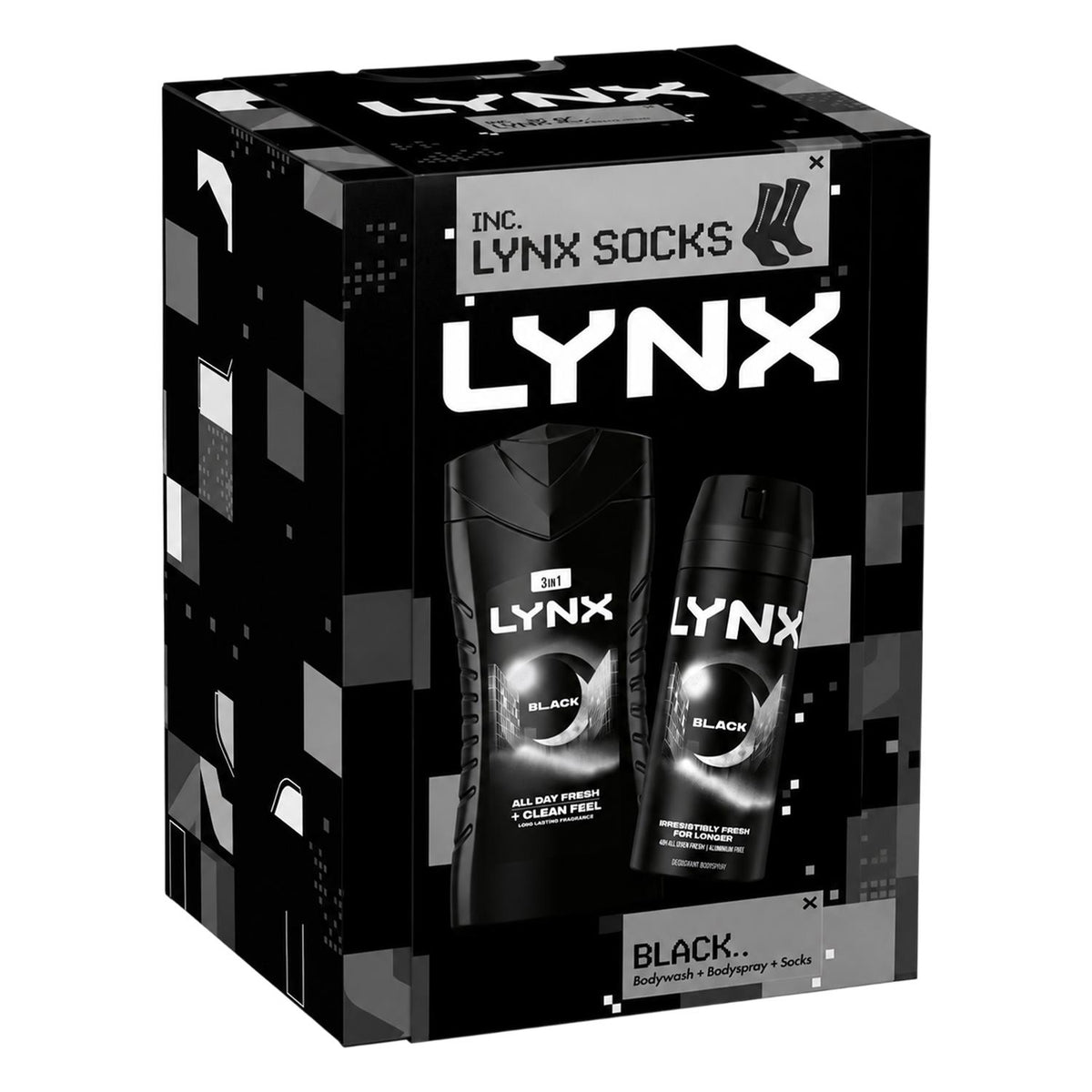 Black Duo And Socks Gift Set For Him, Body Wash And Body Spray | Set of 1