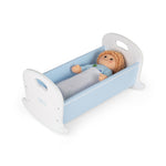 Wooden Doll's Cradle, Pastel-blue Polka Dot Design