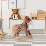 Kids Rocking Horse Wooden Plush Age 3+ Children Ride On Toy Rocker Baby