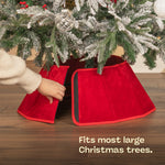 Velvet Christmas Tree Skirt 68cm Foldable Lightweight | Red