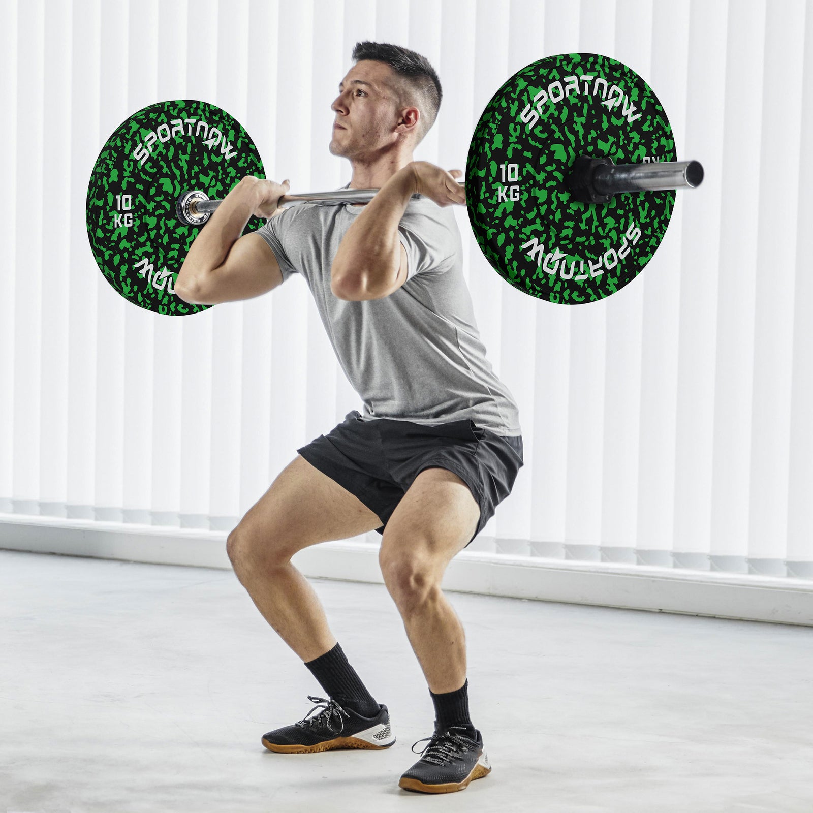 Olympic Weight Plates Set, Solid Rubber, 2x15kg, 2"/5cm Hole | Green