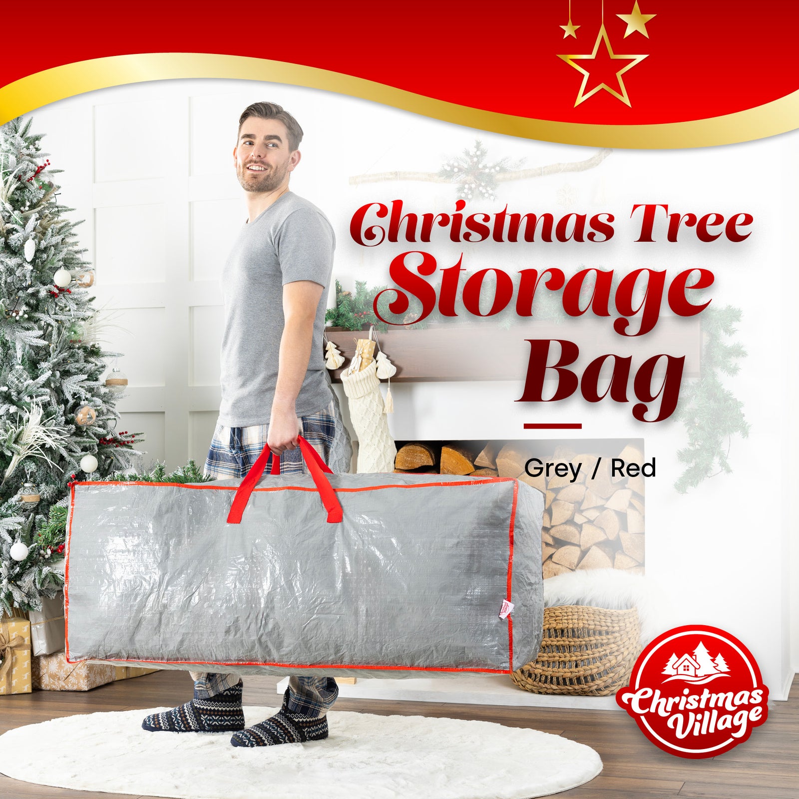 Grey Xmas Tree Storage Bag For 7ft Artificial Trees Wi/ Handle