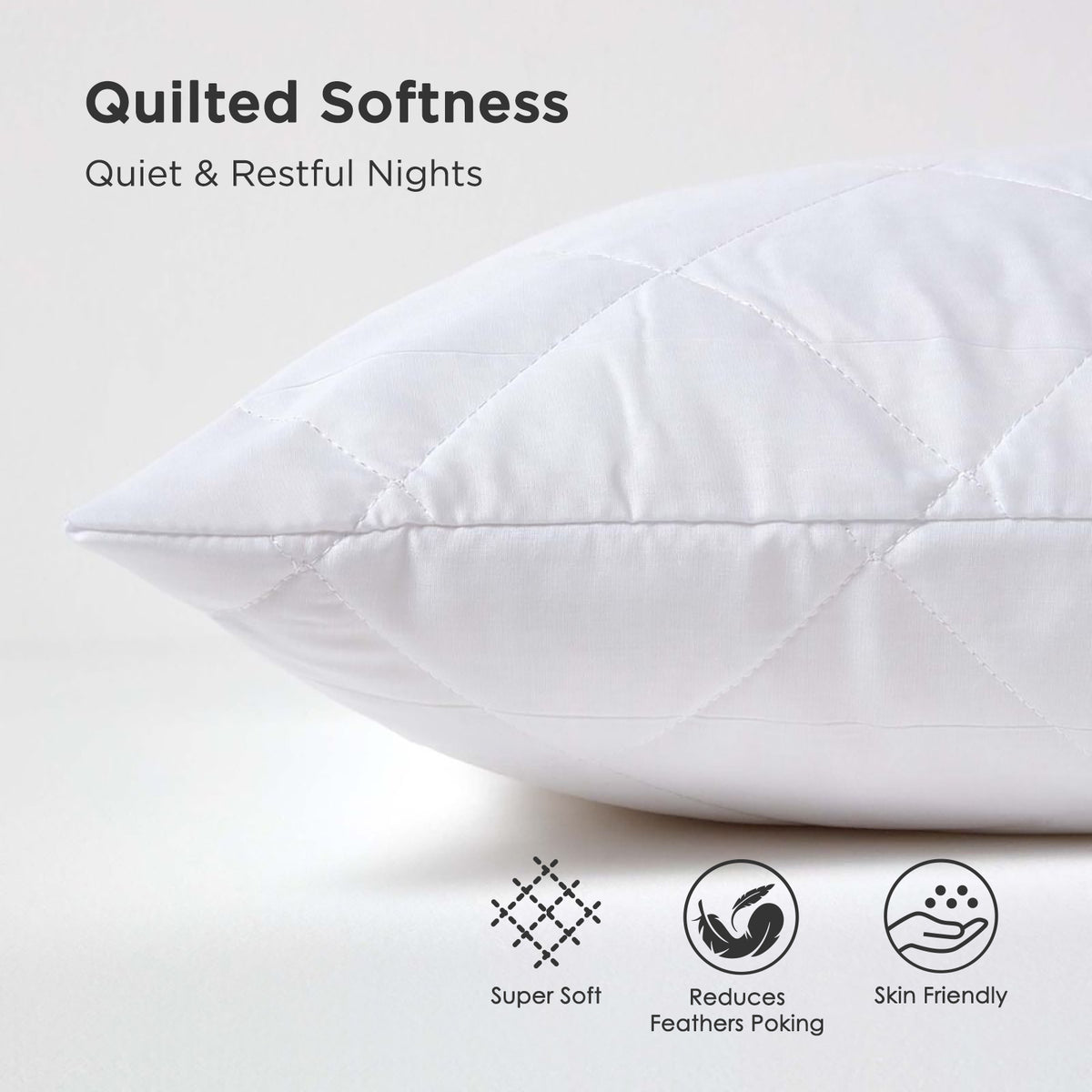 Cotton Rich Quilted Pillow Protectors | Set of 4 | White