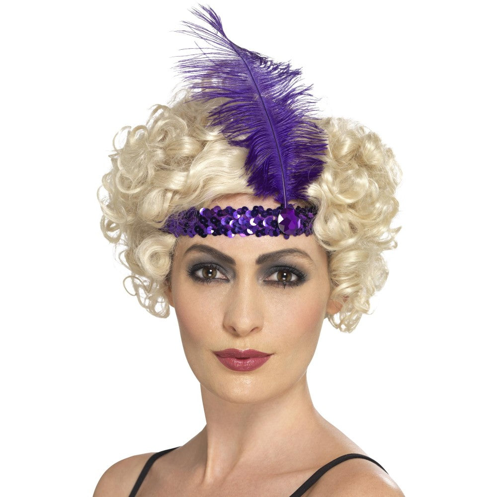 Flapper Headband, With Feather | Purple