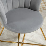 Accent Chair, Velvet Armchair With Lotus Backrest | One Size | Grey