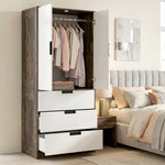 HOMCOM Modern Clothes Storage Cupboard Unit With Hanging Rod